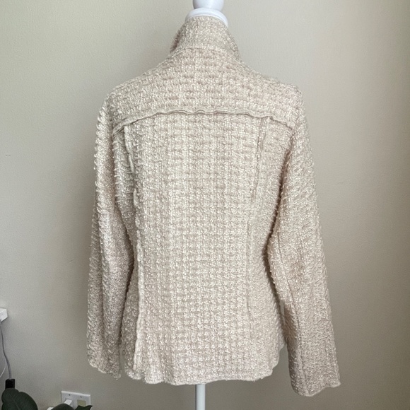 CAbi Cream woven The Estate Chenille Double Breasted jacket moto SMALL - Picture 6 of 15